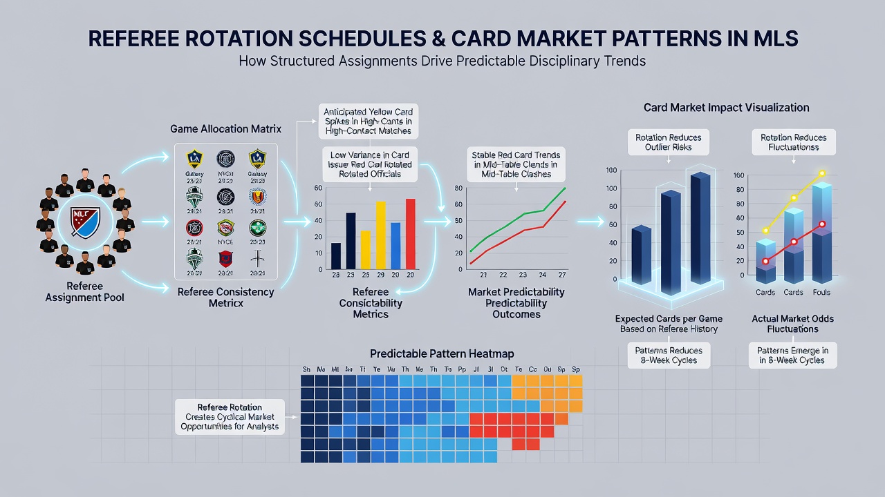 Detaillierte Grafik zu Kartenverteilungen und Schiedsrichtermustern in MLS-Spielen