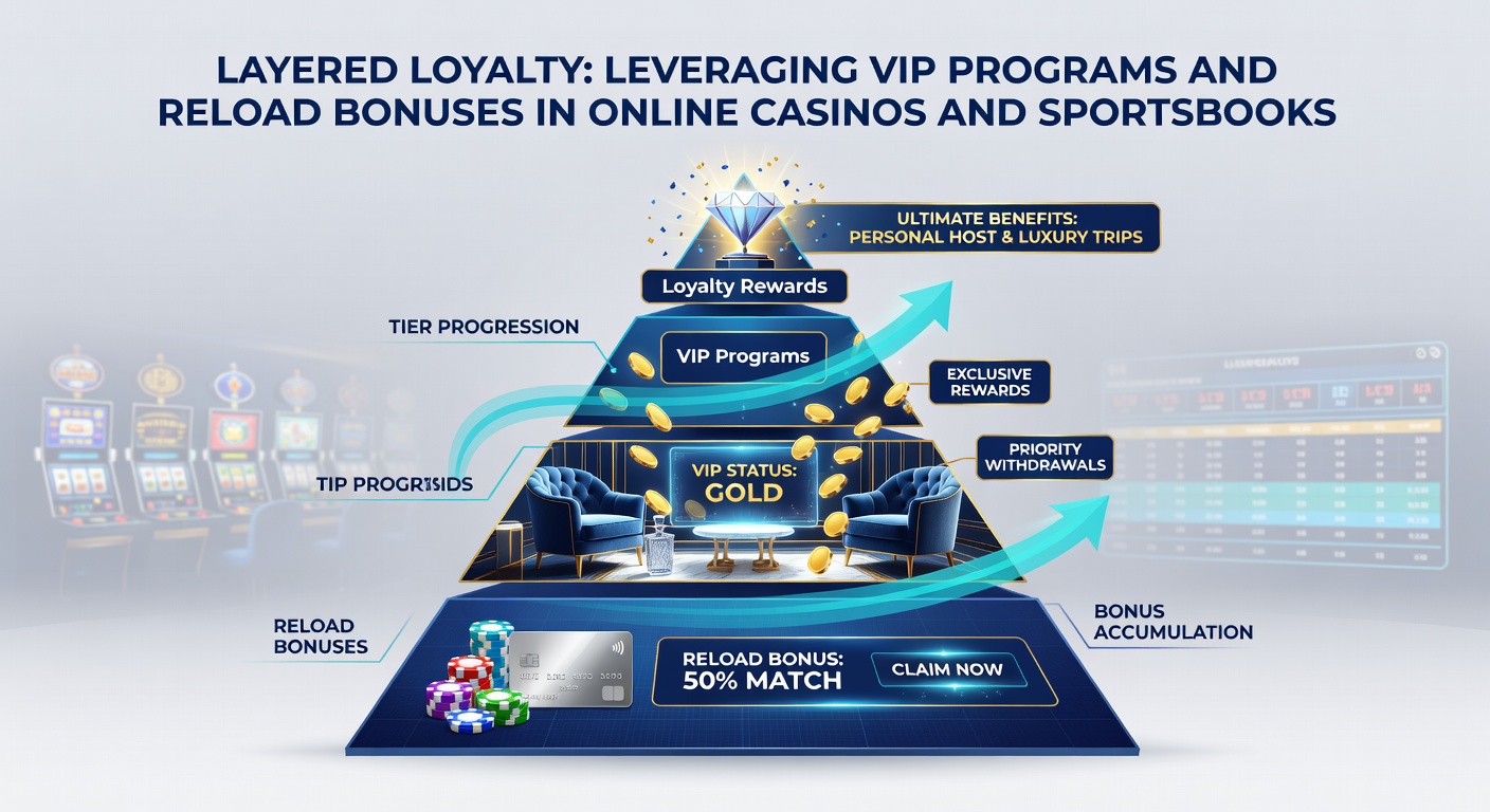 Detaillierte Infografik zu Reload-Boni-Stufen in VIP-Programmen, mit Balkendiagrammen zu Cashback und Bonus-Prozentsätzen