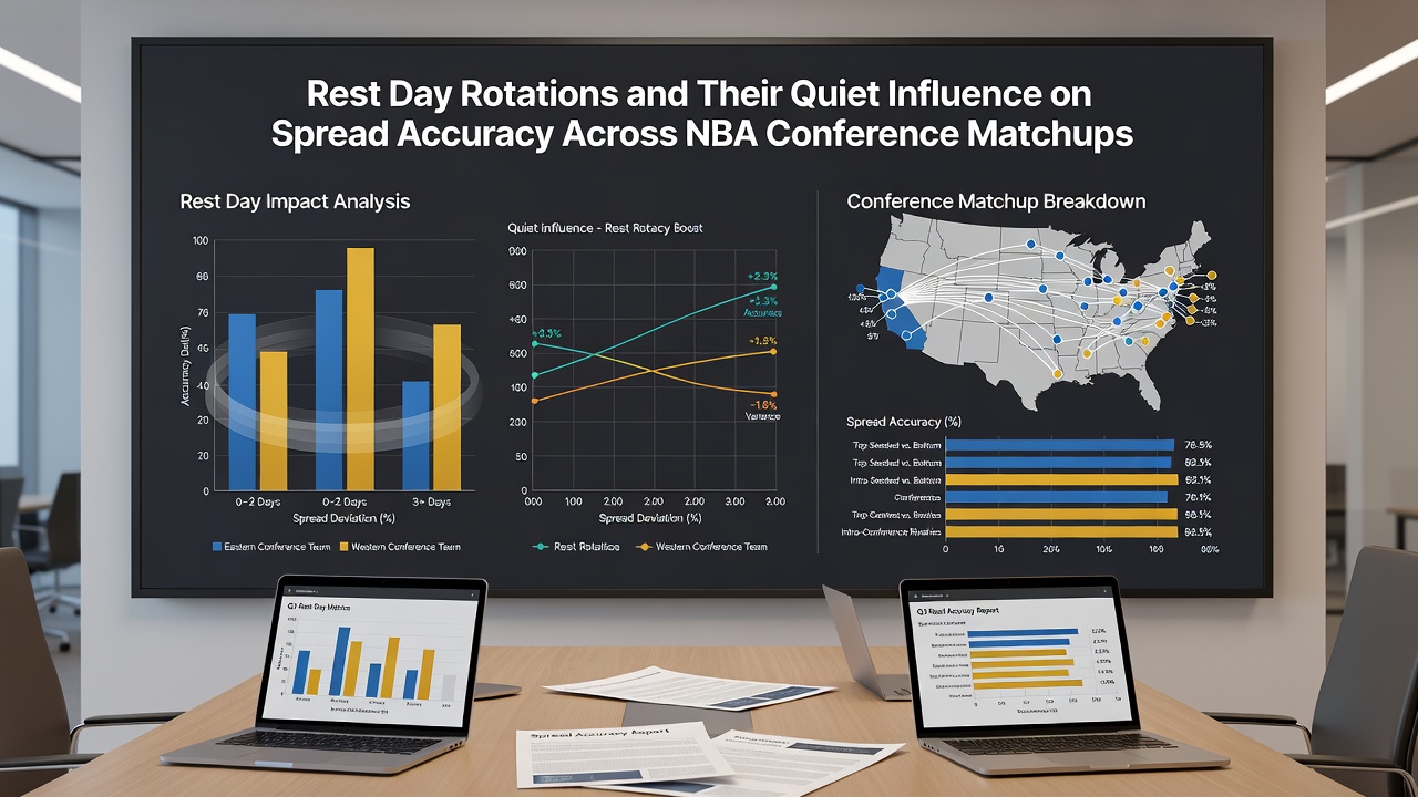 Diagramm zur Korrelation von Ruhetagen und Spread-Abweichungen in NBA-Conference-Spielen