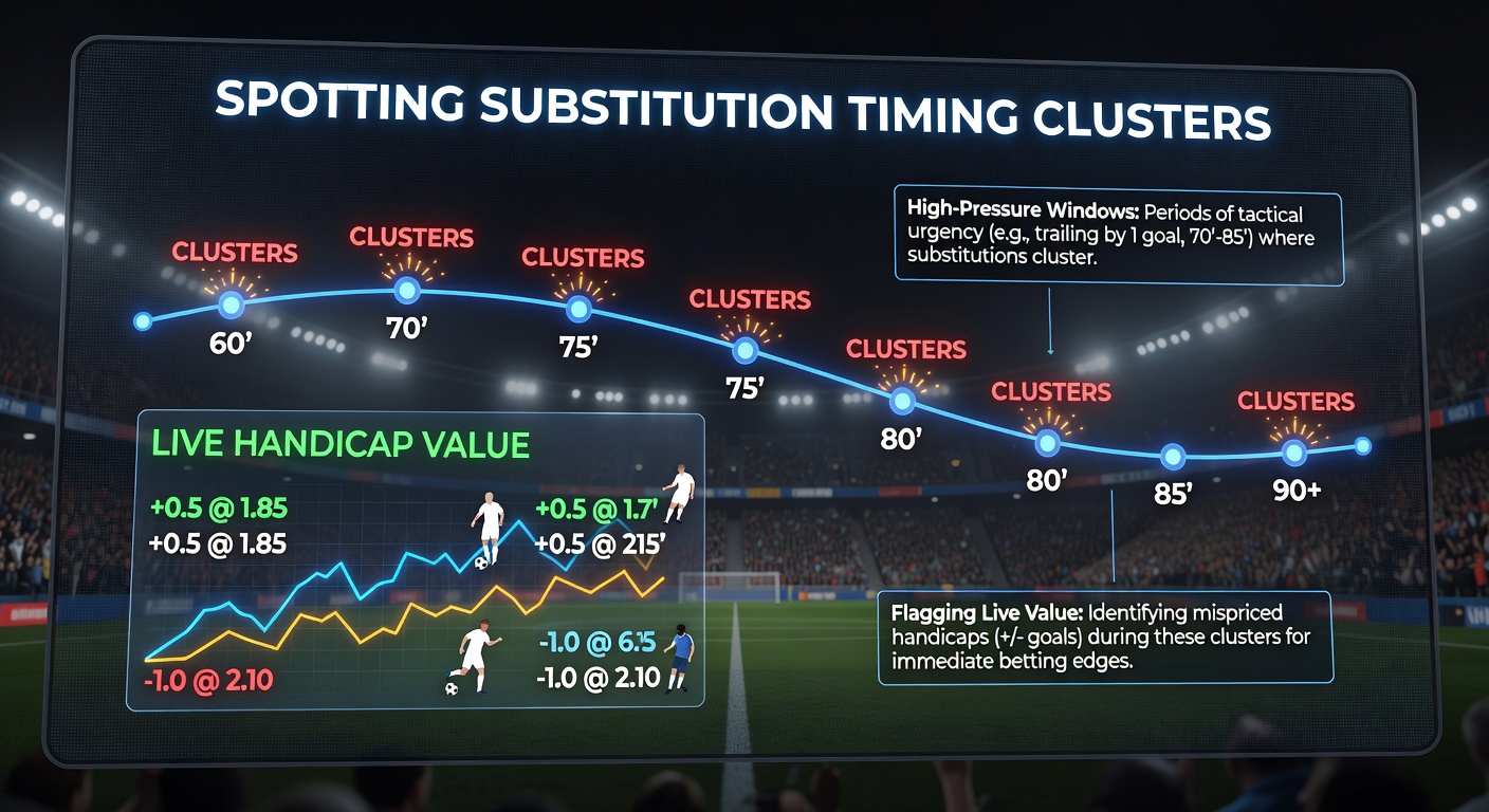 Analyse von Substitutionstimings in Fußballspielen mit Fokus auf Hochdruckphasen und Live-Handicap-Märkte